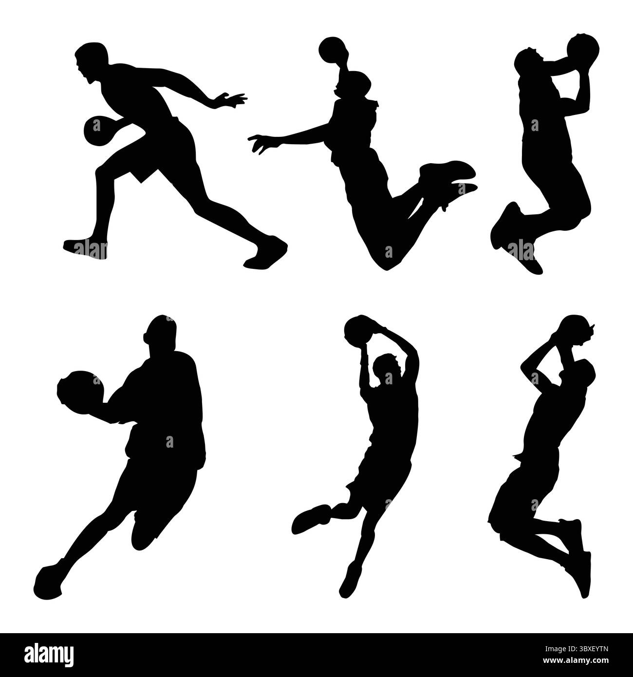 Disegnare le forme delle silhouette del giocatore di pallacanestro vol 1 Illustrazione Vettoriale