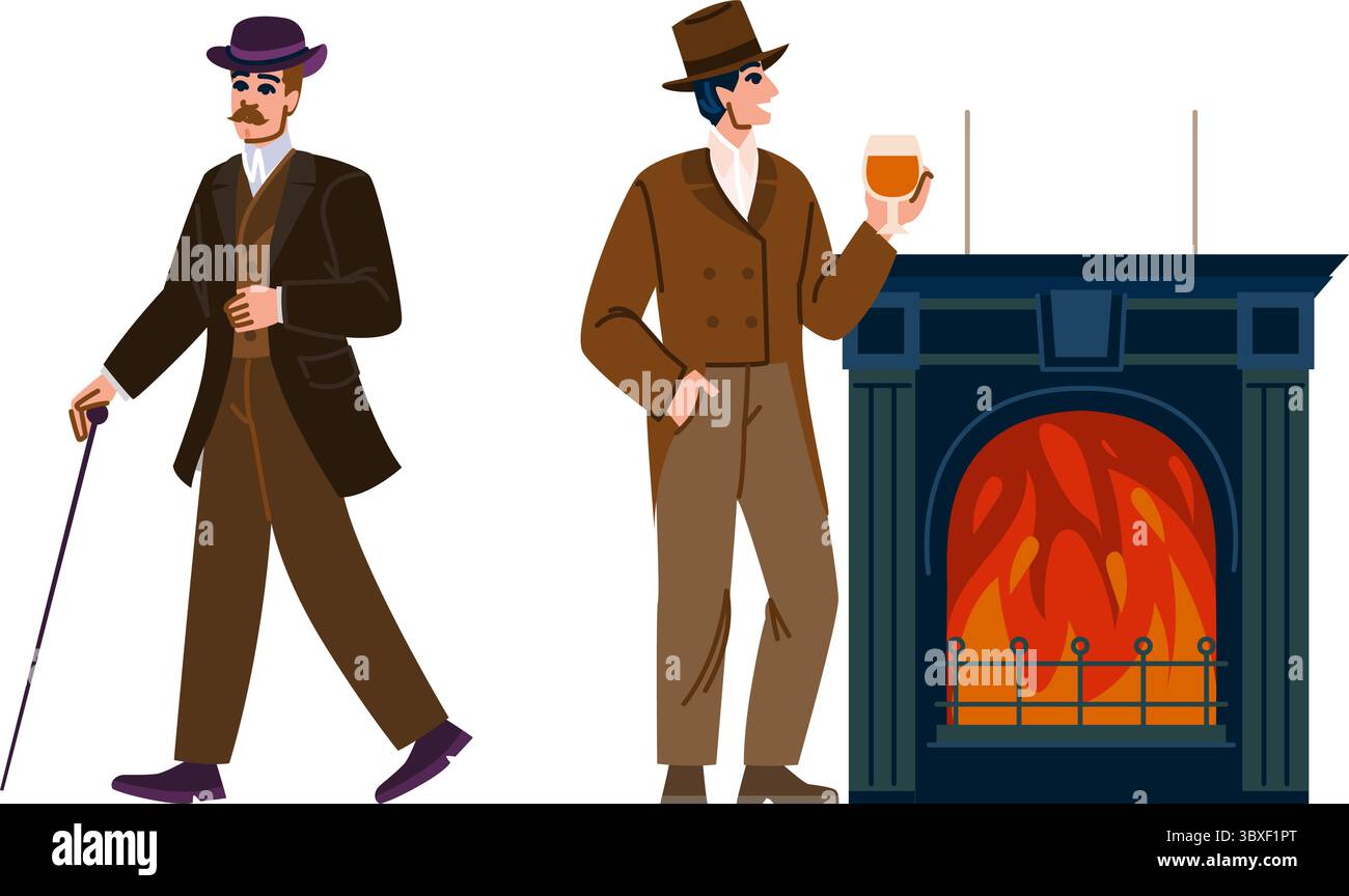 società victorian gentleman vector Illustrazione Vettoriale
