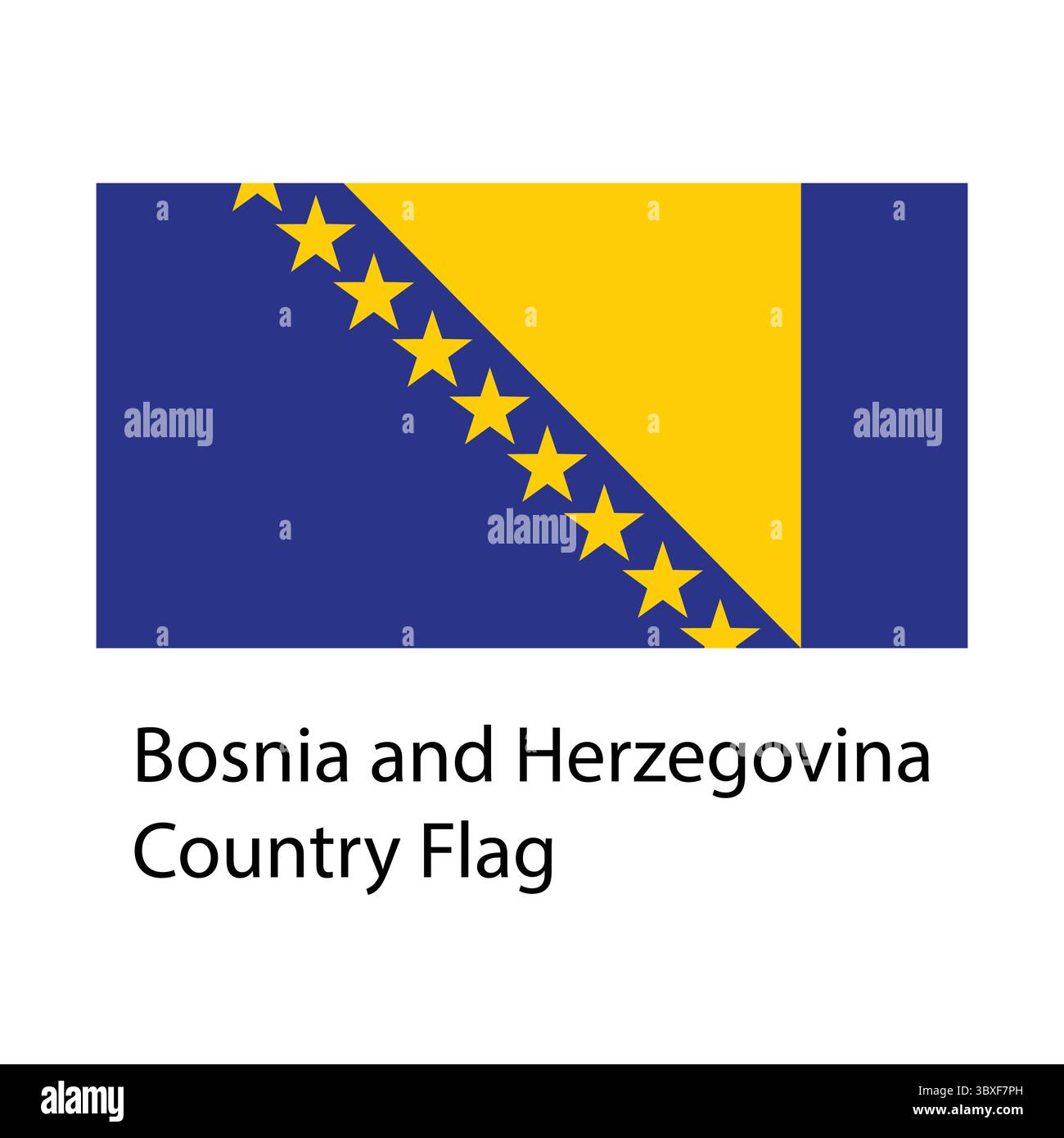 Illustrazione del disegno a mano della bandiera del paese della Bosnia ed Erzegovina disegno basato su vettore Illustrazione Vettoriale