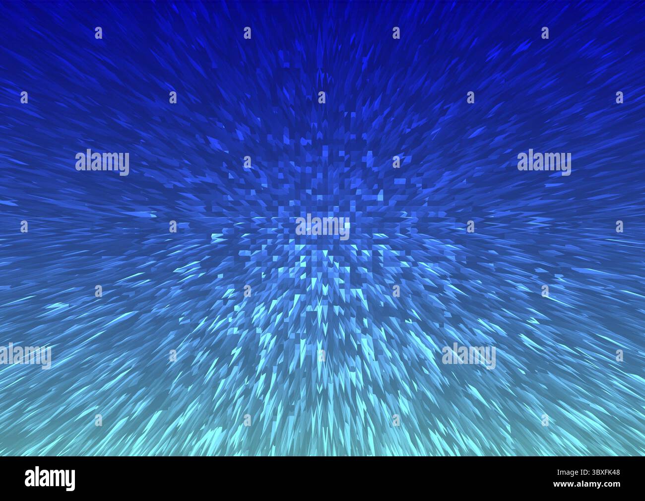 Sfondo dinamico blu astratto con effetto pixel esplosivo Foto Stock