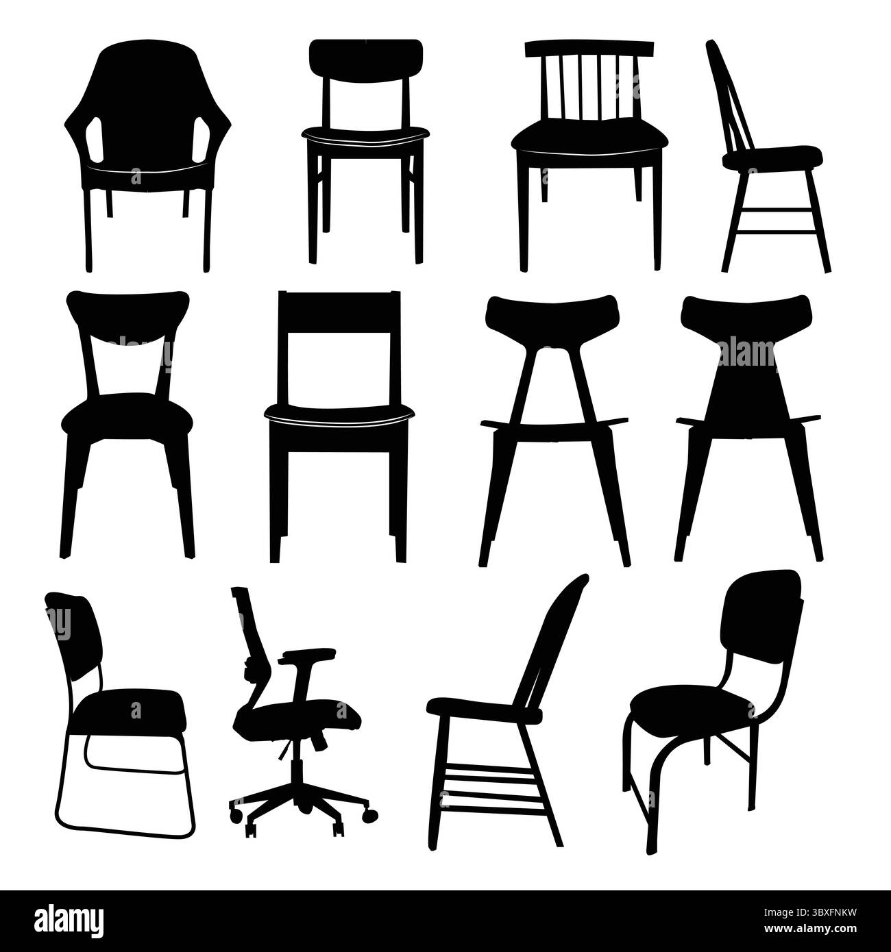 Sedia e mobili sagoma disegnata Illustrazione Vettoriale