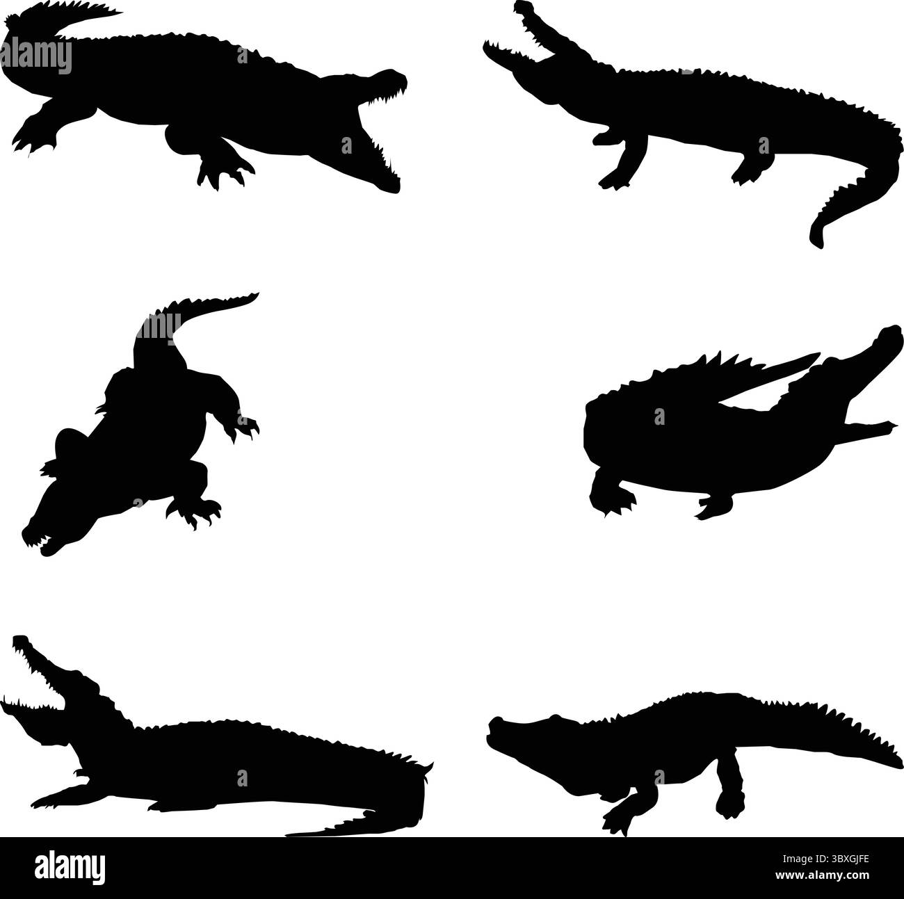 Silhouette a coccodrillo dal design piatto Illustrazione Vettoriale