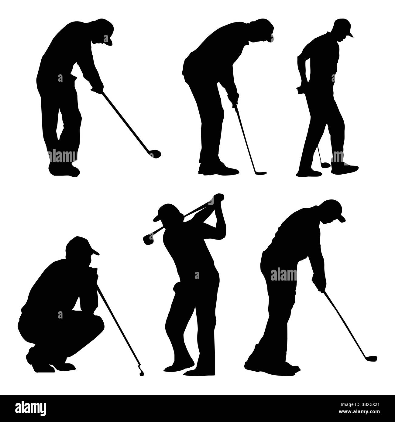 La silhouette del giocatore di golf forma il disegno VOL4 Illustrazione Vettoriale