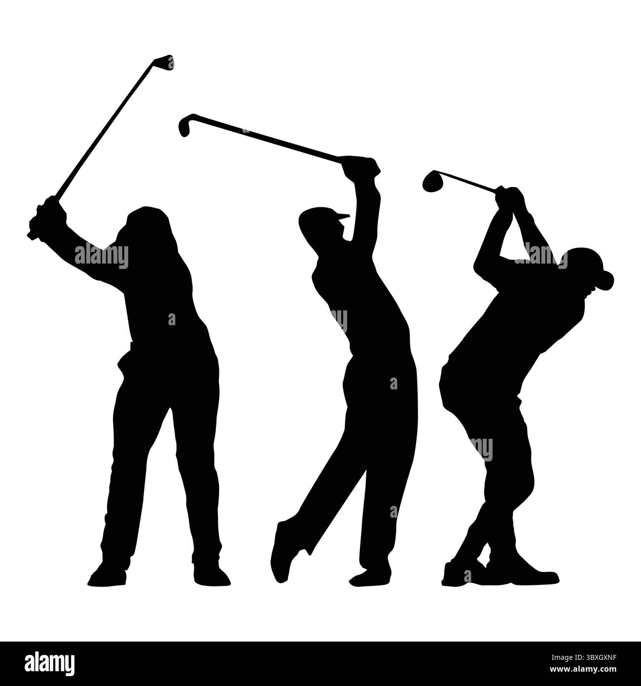 La silhouette del giocatore di golf forma il disegno VOL3 Illustrazione Vettoriale