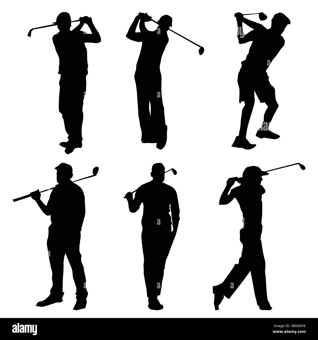 La silhouette del giocatore di golf forma il disegno VOL6 Illustrazione Vettoriale