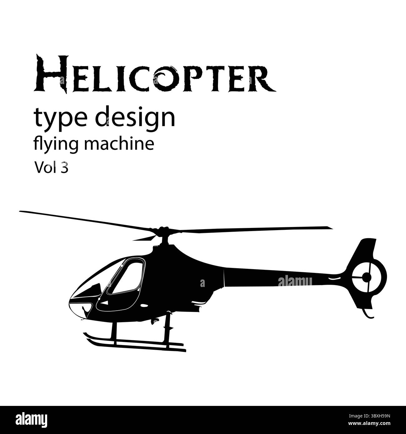 Design del tipo di elicottero Vol 3 forme di silhouette illustrazione disegno basato su vettore Illustrazione Vettoriale
