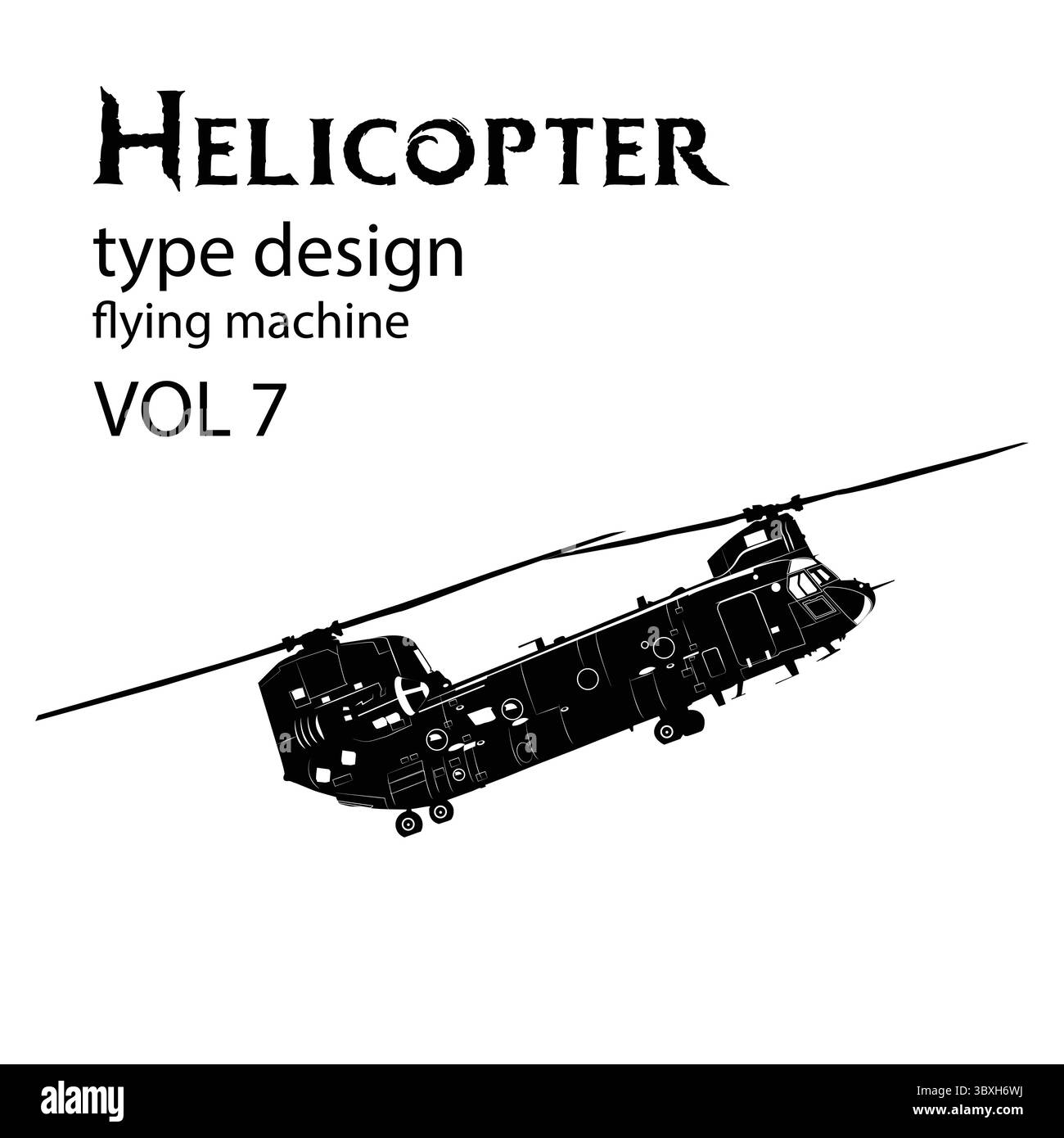 Design del tipo di elicottero Vol 7 forme di silhouette illustrazione disegno basato su vettore Illustrazione Vettoriale