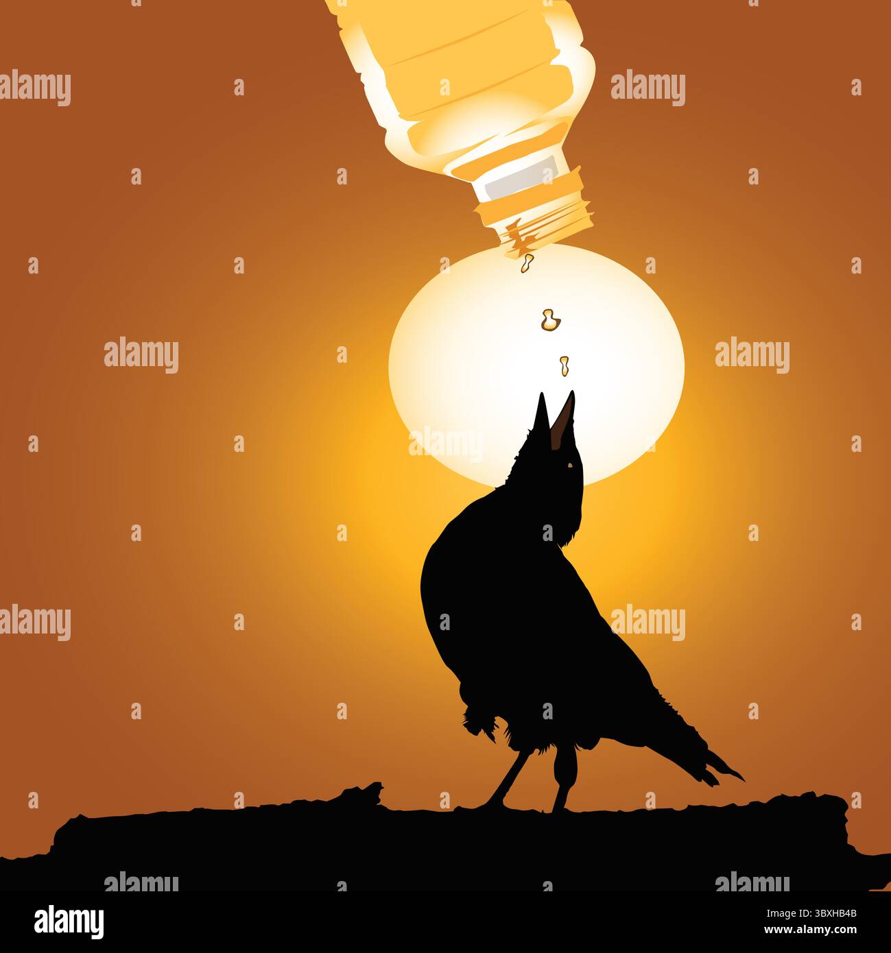 Hot Summer woes Birds Suffer faticano a mantenere fresco illustrazione vol 01 Illustrazione Vettoriale