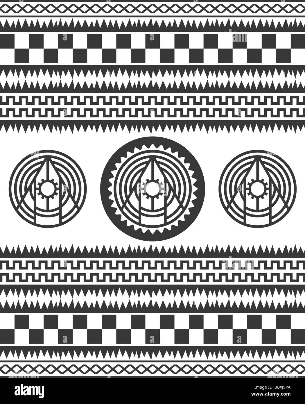 Illustrazione grafica vettoriale di pattern nativi americani Foto Stock