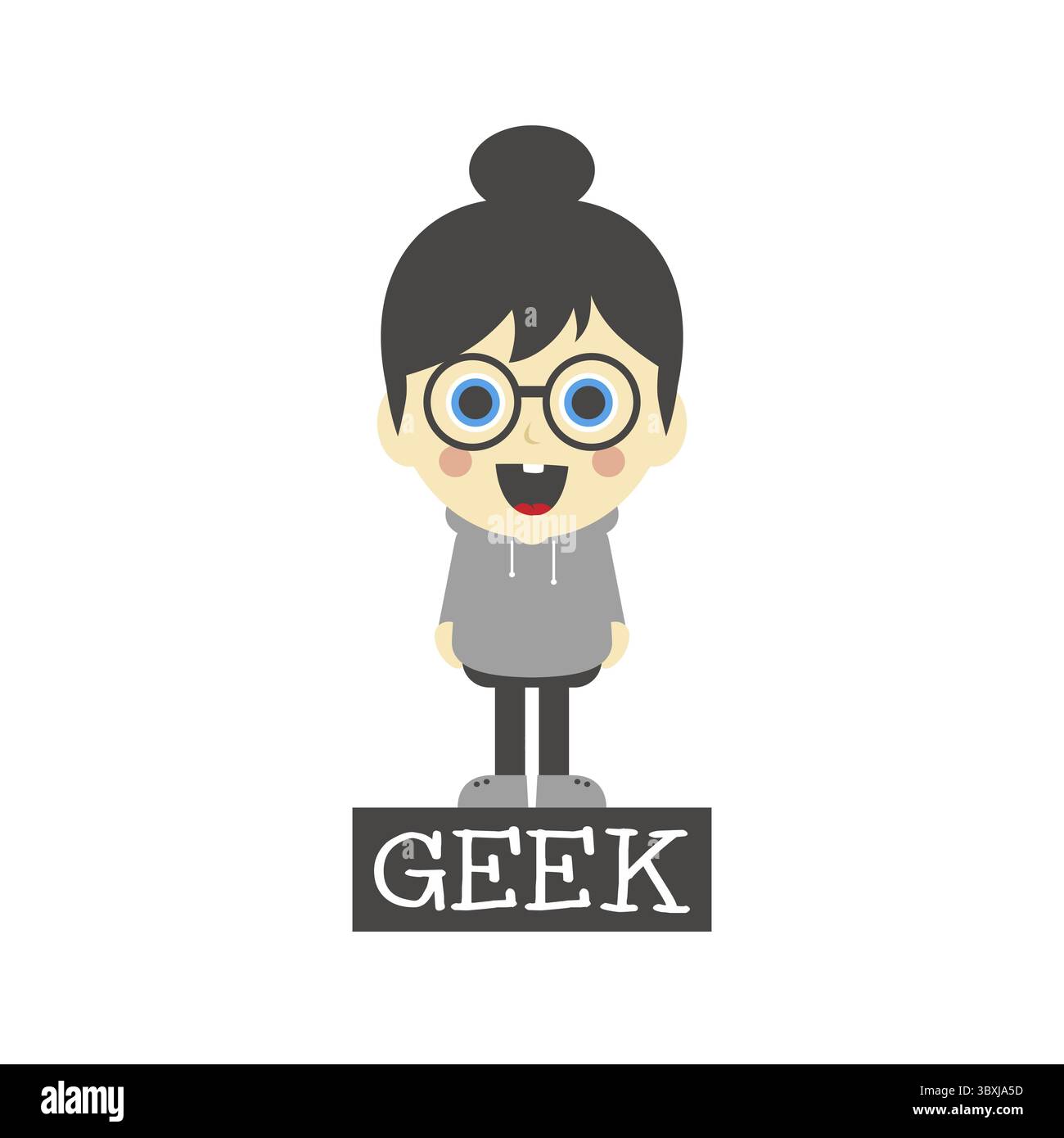Geek girl tema personaggio cartoni animati illustrazione grafica vettoriale Foto Stock