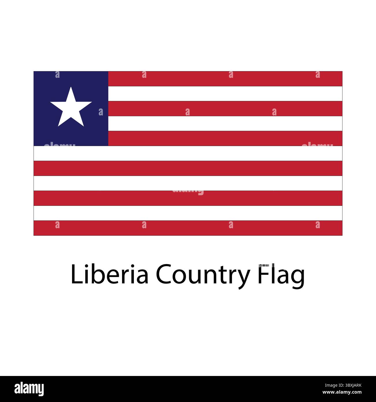 Bandiera Liberia Country illustrazione disegno a mano disegno basato su vettore Illustrazione Vettoriale