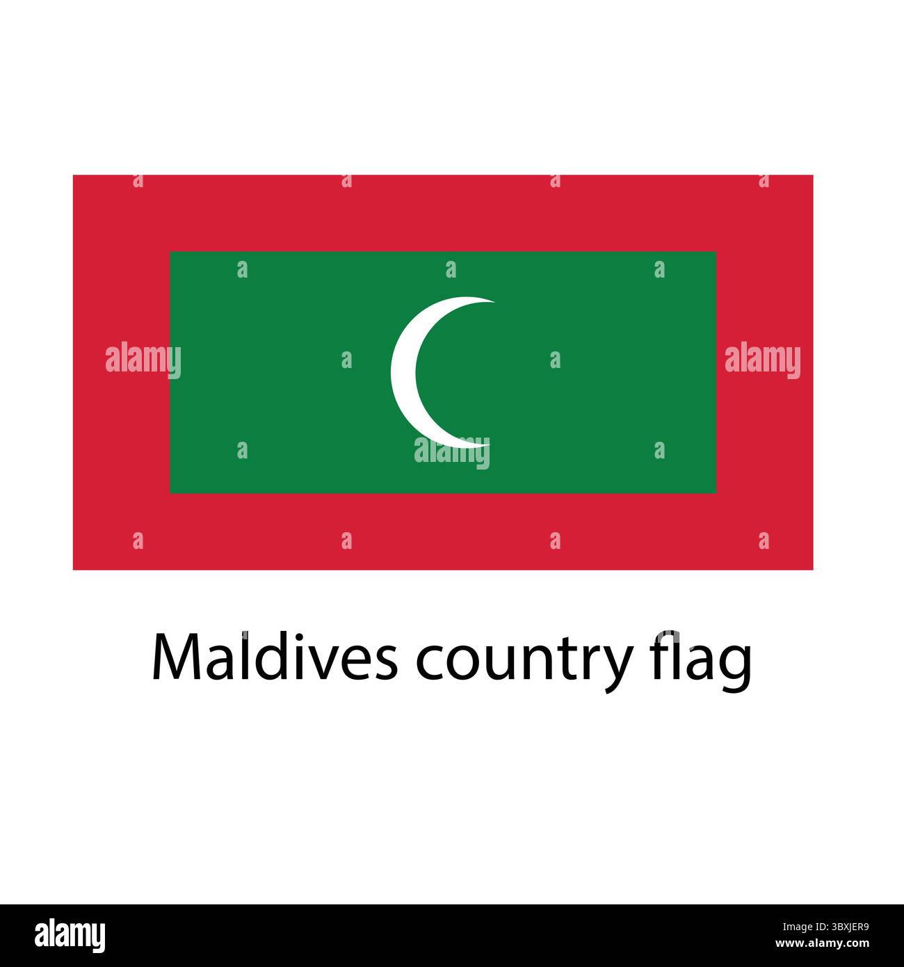 Bandiera delle Maldive disegno a mano disegno basato su vettore Illustrazione Vettoriale