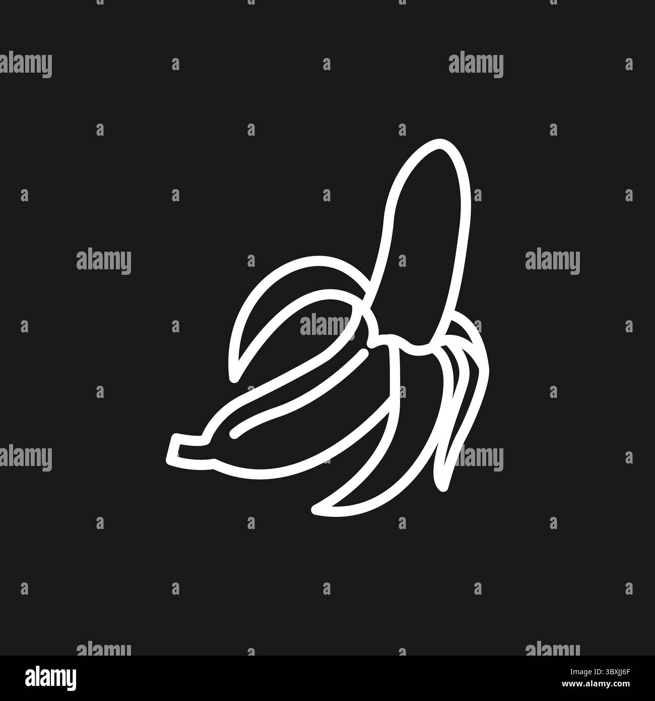 Icona della banana sbucciata per un sano frutto tropicale, cibo e spuntino Illustrazione Vettoriale