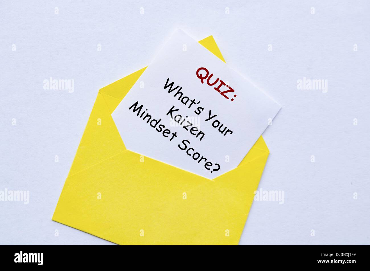 Un quiz relativo al punteggio della tua mentalità Kaizen. Tempo di domande e risposte Foto Stock