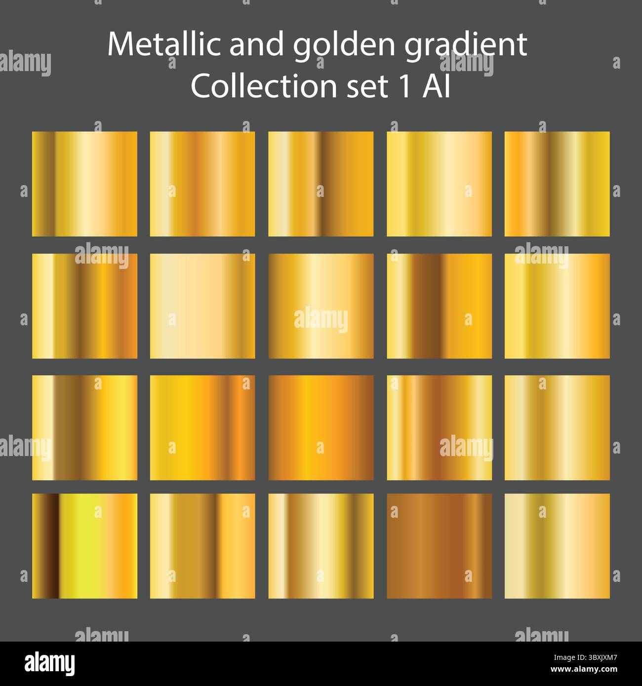 Metallic and Golden Gradient Collection Set 1AI Illustrazione Vettoriale