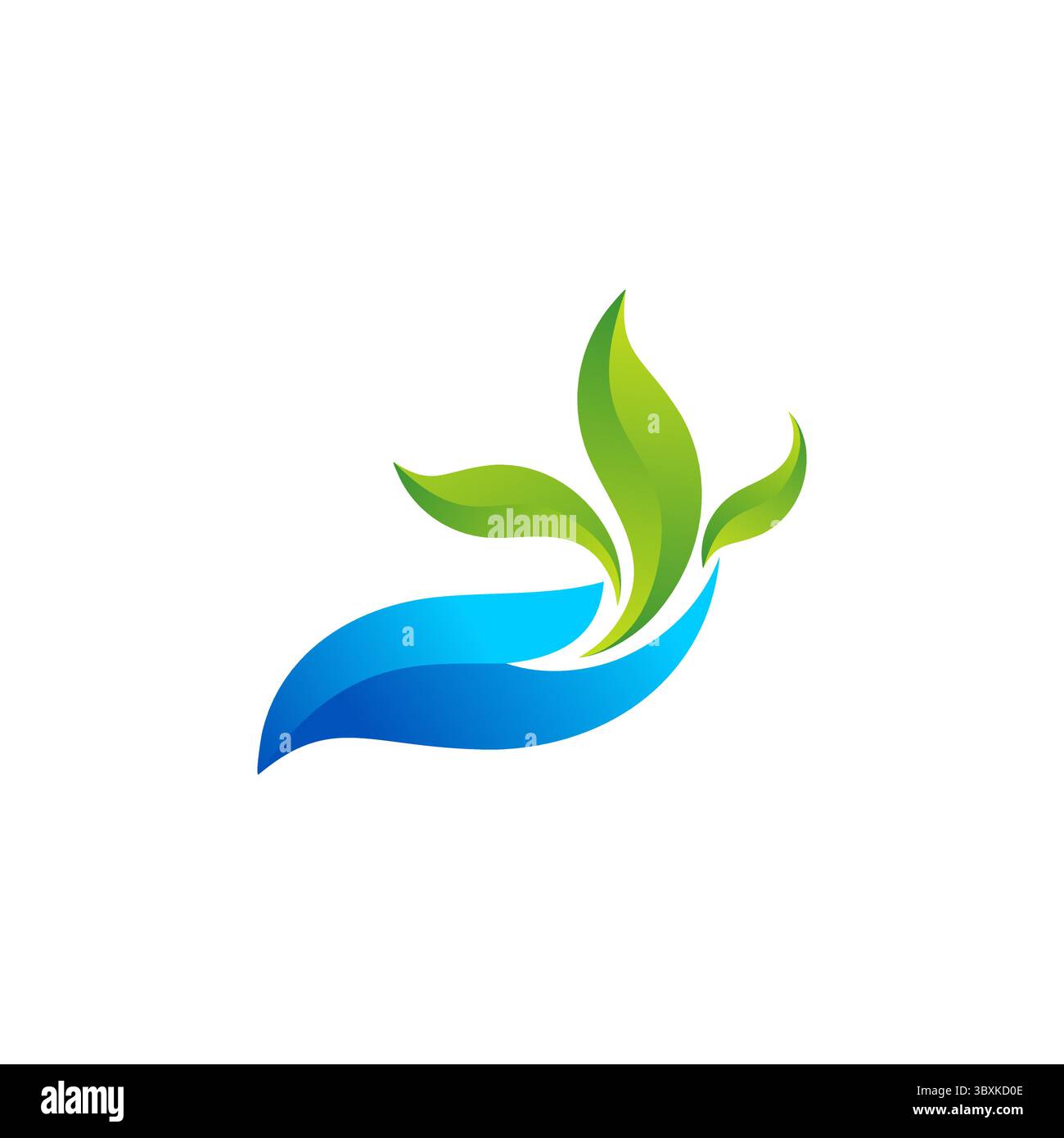 logo mano e foglie, logo acqua piante ecologia simbolo icona illustrazione disegno vettoriale Illustrazione Vettoriale