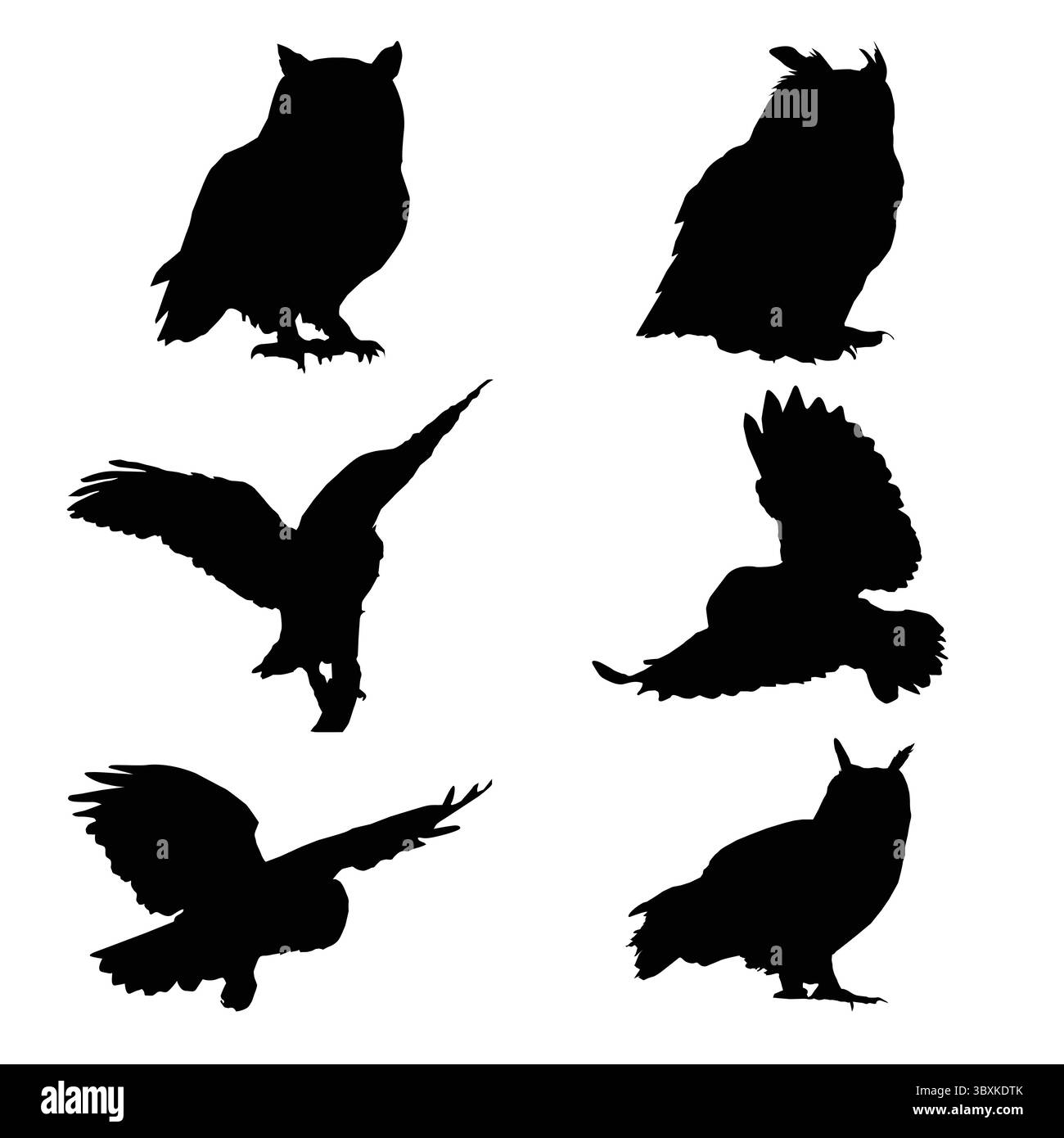 Owl Birds dà forma a un'illustrazione vettoriale Illustrazione Vettoriale