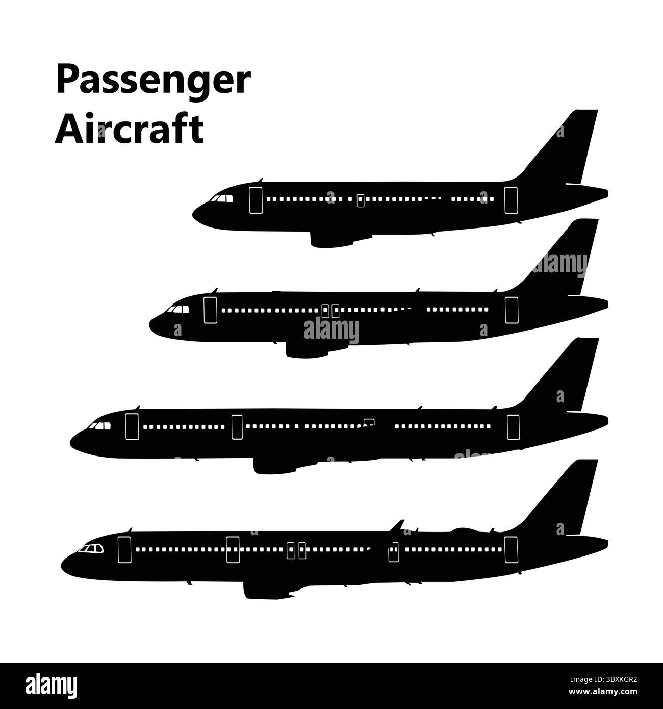 Illustrazione delle forme della sagoma dell'aeromobile dei passeggeri disegno basato su vettore Illustrazione Vettoriale
