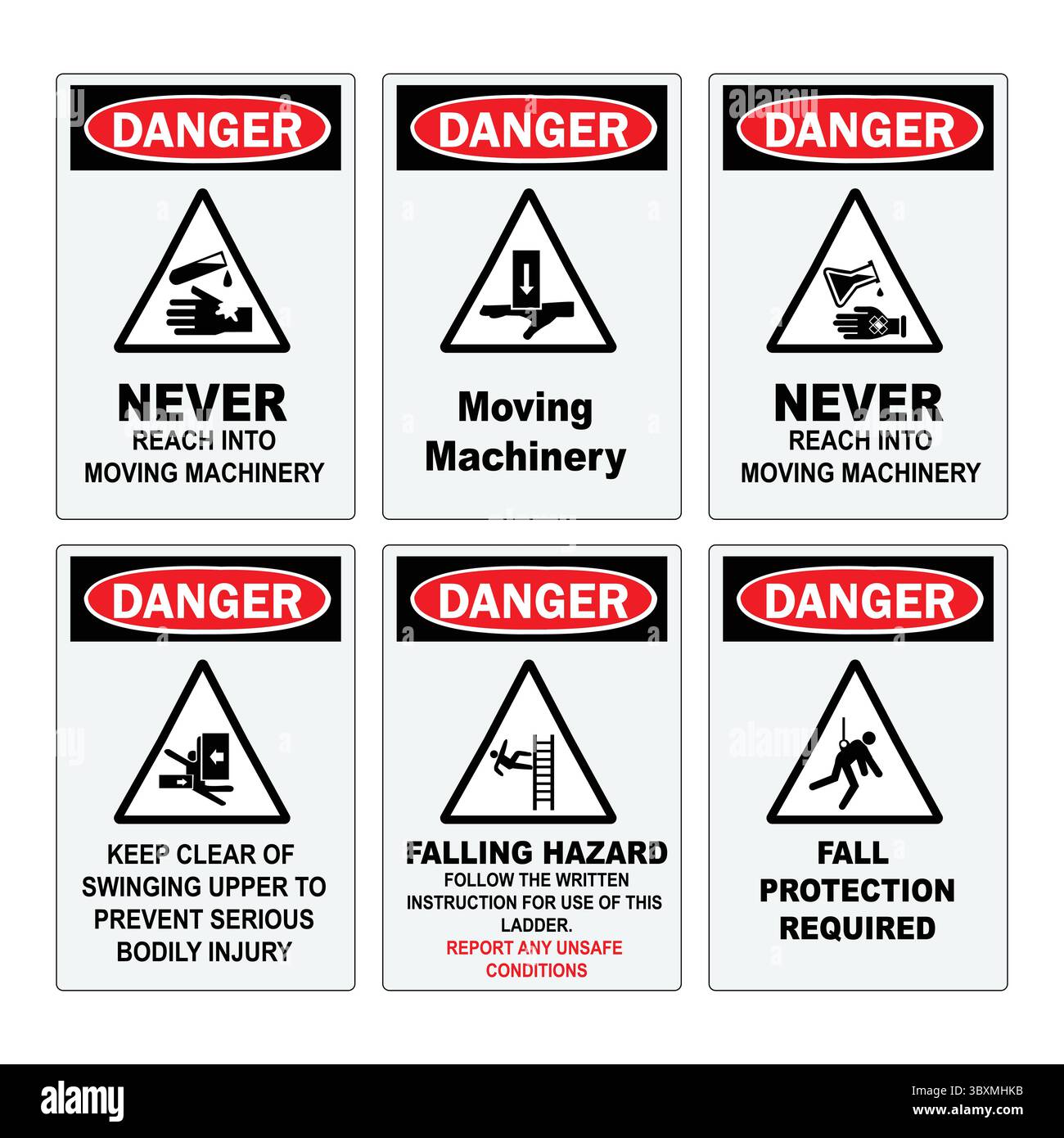 Set di segnali di sicurezza di fabbrica e illustrazione vettoriale dell'icona vol 01 Illustrazione Vettoriale