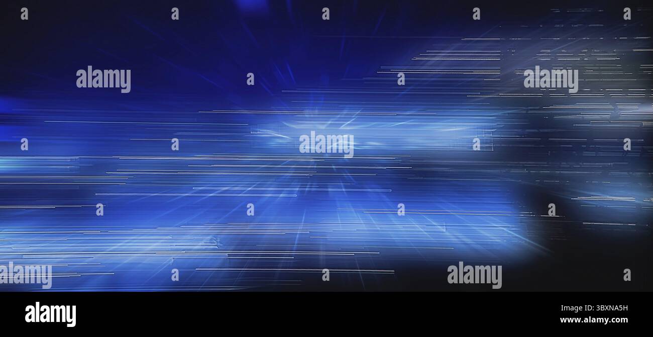 La linea temporale delle tracce di luce blu copre Foto Stock