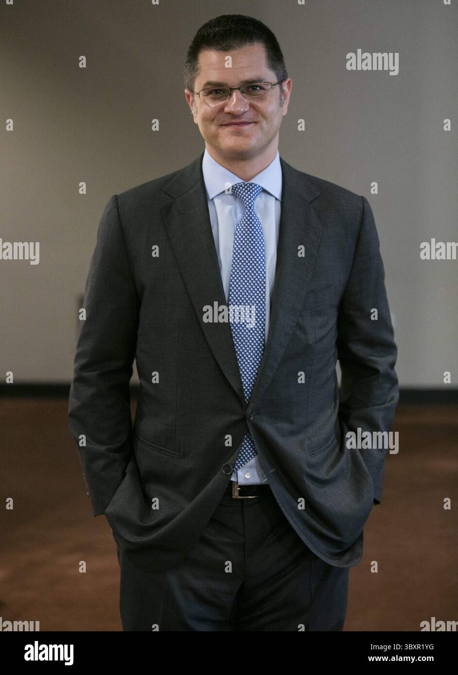 28 luglio 2016 - New York, NY, Stati Uniti d'America - Nazioni Unite, New York, USA, luglio 28 2016 - Vuk Jeremic, ex Ministro degli affari Esteri della Repubblica di Serbia ed ex Presidente dell'Assemblea generale delle Nazioni Unite, parla oggi ai giornalisti della sua candidatura alla carica di Segretario generale delle Nazioni Unite presso la sede delle Nazioni Unite a New York. (Immagine di credito: © Luiz Rampelotto/ZUMA Press Wire) Foto Stock