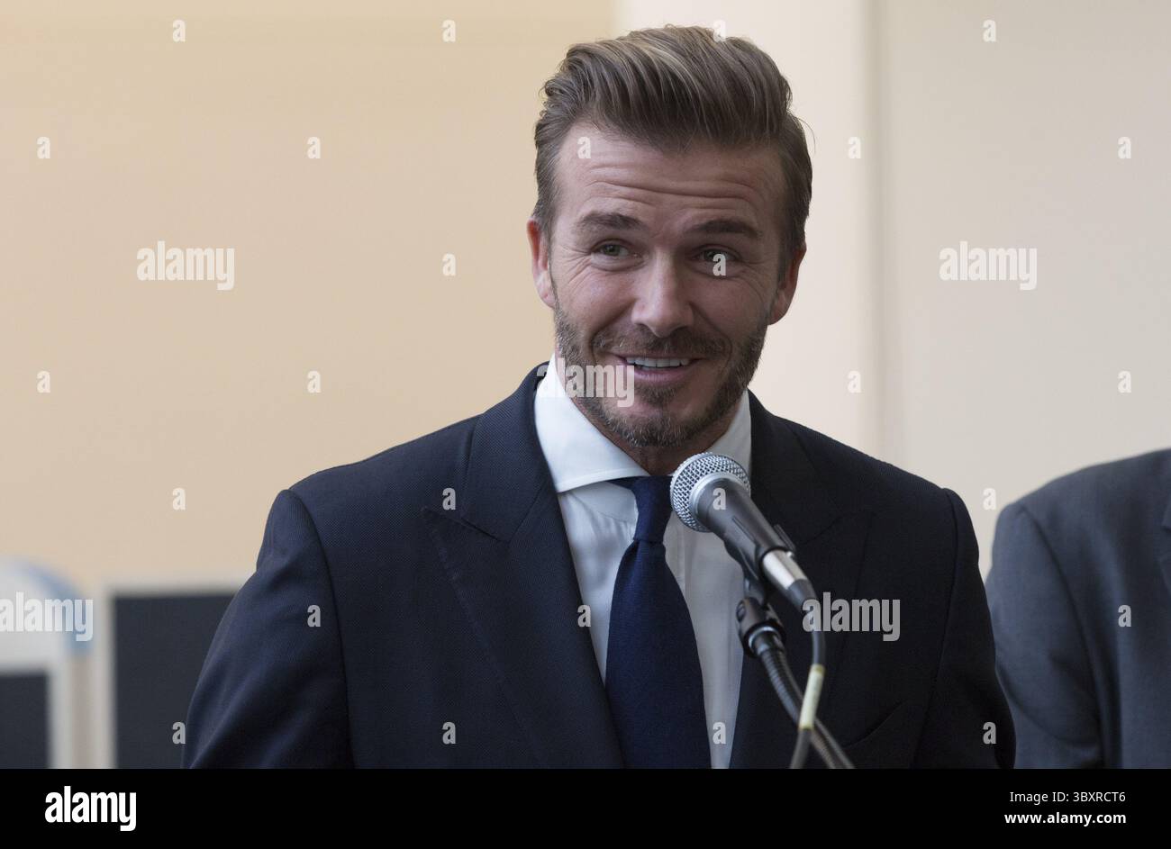 24 settembre 2015 - New York City, NY, Stati Uniti - David Beckham, Ambasciatore di buona volontà per il Fondo delle Nazioni Unite ChildrenÃ¢â?¬â?¢parla a un evento UNICEF dal titolo ''Giving Youth a Voice'' presso la sede delle Nazioni Unite a New York City (Credit Image: © Luiz Rampelotto/ZUMA Press Wire) Foto Stock