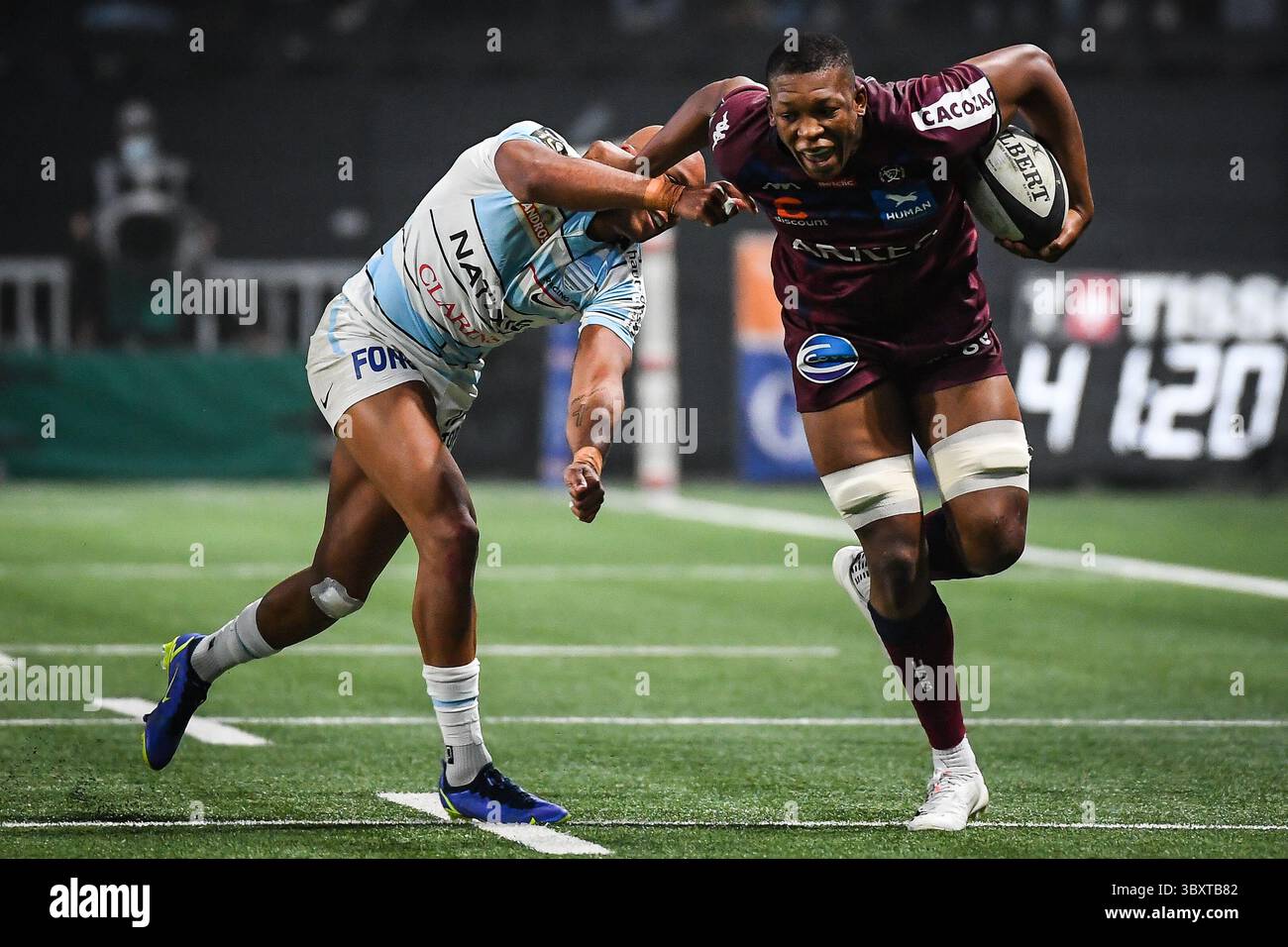 28 novembre 2021, Nanterre, Francia: Cameron WOKI di Bordeaux durante la gara TOP 14 tra Racing 92 e Union Bordeaux Begles (UBB) alla Paris la Defense Arena il 28 novembre 2021 a Nanterre vicino Parigi. (Immagine di credito: © Matthieu Mirville/ZUMA Press Wire) Foto Stock