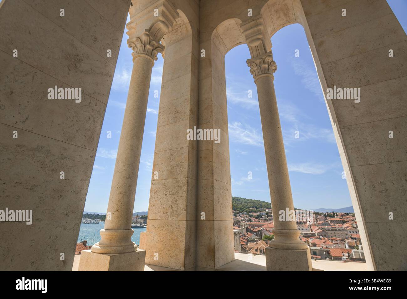 Vista panoramica di Spalato dal Campanile del Palazzo di Diocleziano, Croazia Foto Stock