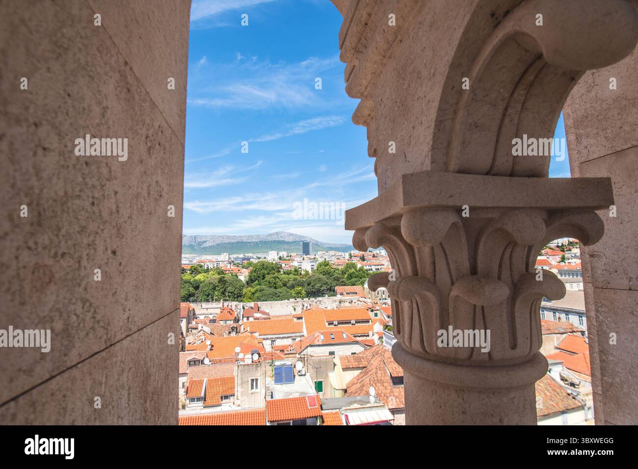 Vista panoramica di Spalato dal Campanile del Palazzo di Diocleziano, Croazia Foto Stock