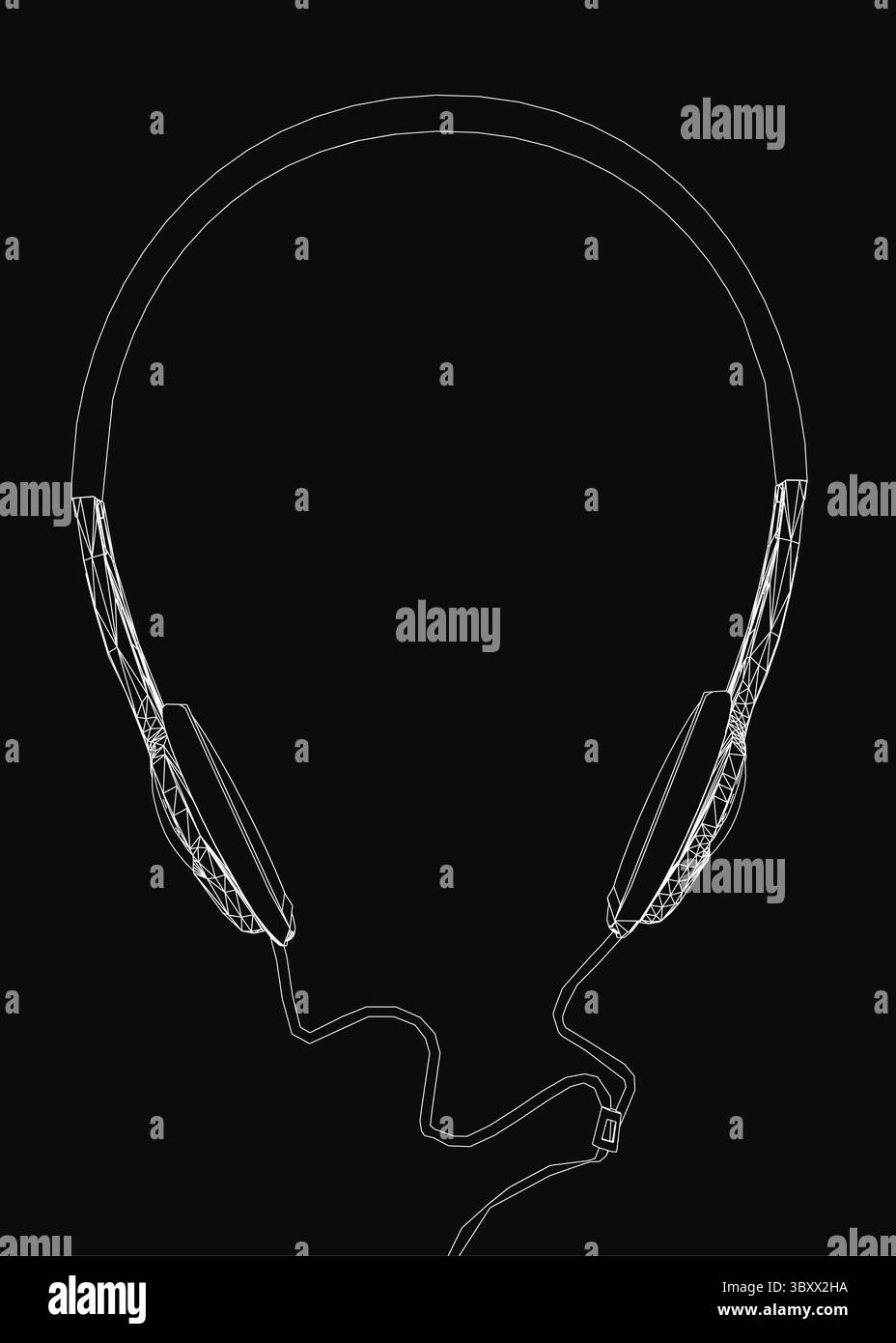 Le cuffie bianche dal design elegante e moderno poggiano su uno sfondo nero e sono dotate di morbidi cuscinetti auricolari per il massimo comfort. Il design avvolgente wireless offre Illustrazione Vettoriale