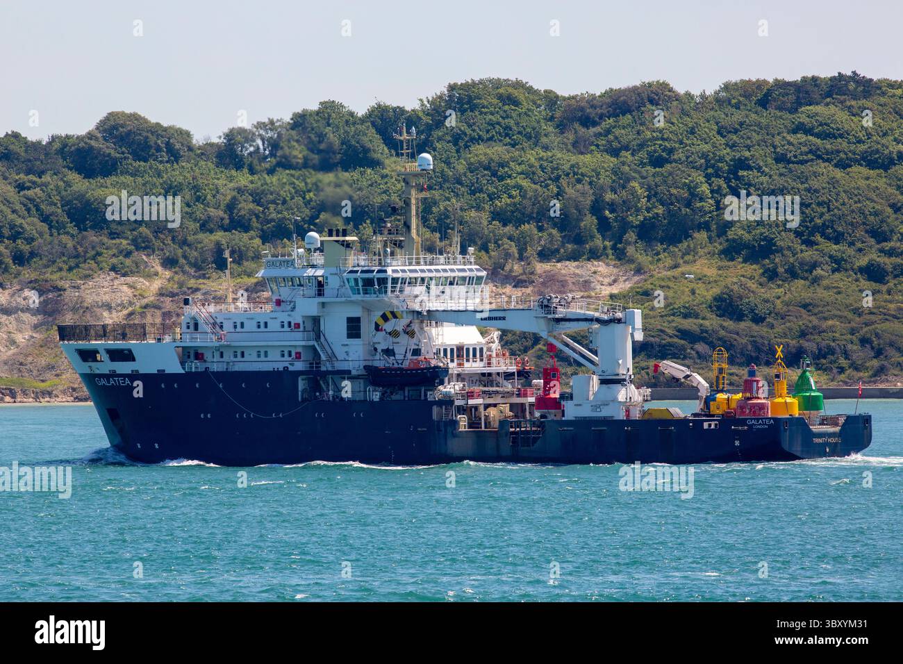 Trinity House Vessel THV Galatea. Tender del faro nel Solent Foto Stock