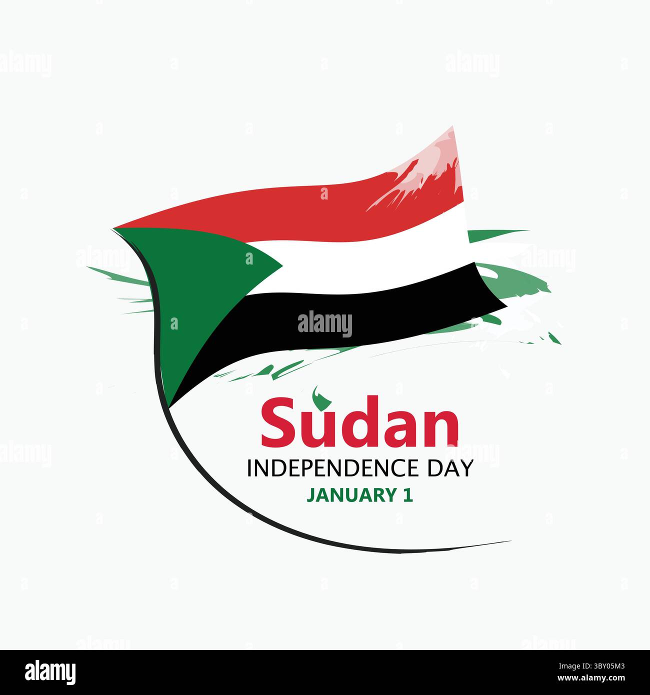 Sudan Independence Day primo gennaio Sudan Country National Day Illustration Vector-based Drawing Vol 01 Illustrazione Vettoriale