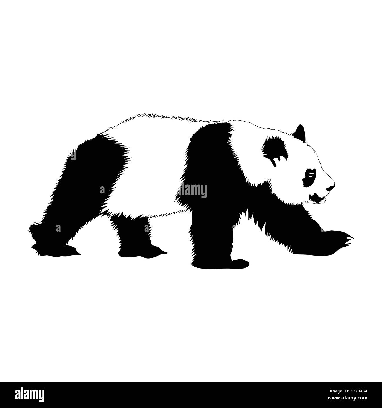 La silhouette dei panda è una rappresentazione pulita e affascinante di questo amato orso, con il suo semplice bianco e nero Vol 03 Illustrazione Vettoriale