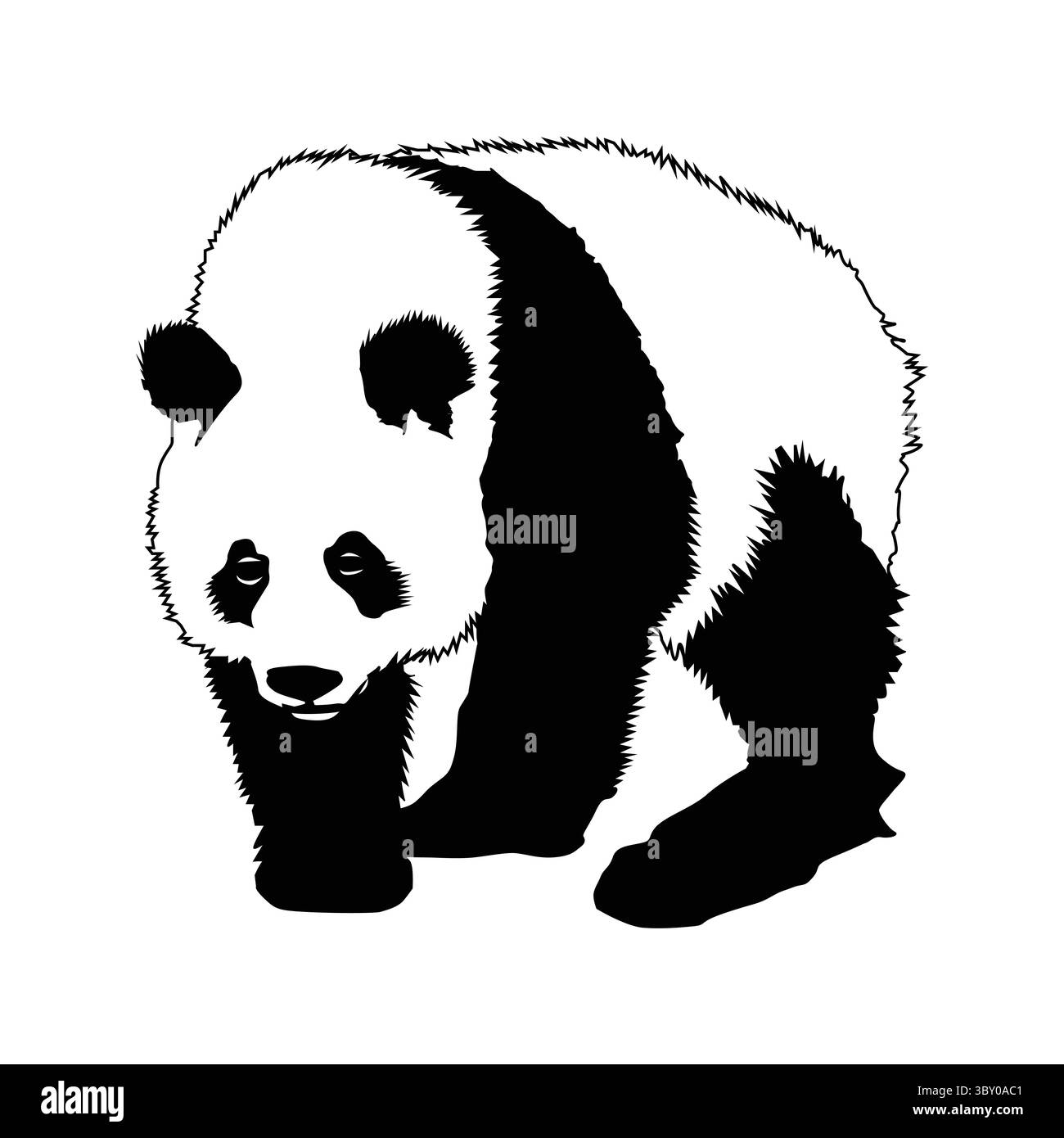La silhouette dei panda è una rappresentazione pulita e affascinante di questo amato orso, con il suo semplice bianco e nero Vol 02 Illustrazione Vettoriale