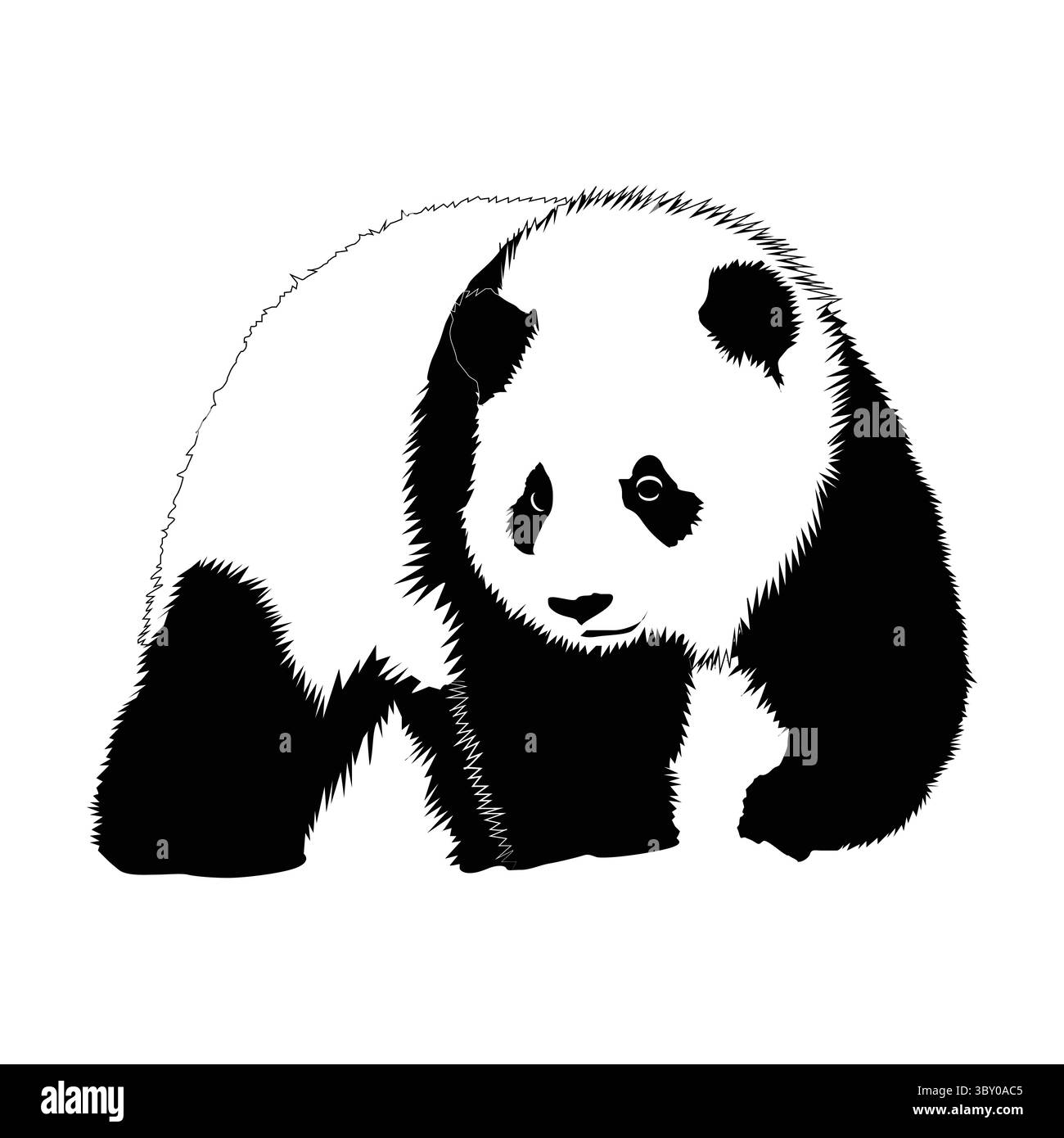La silhouette dei panda è una rappresentazione pulita e affascinante di questo amato orso, con il suo semplice bianco e nero Vol 04 Illustrazione Vettoriale