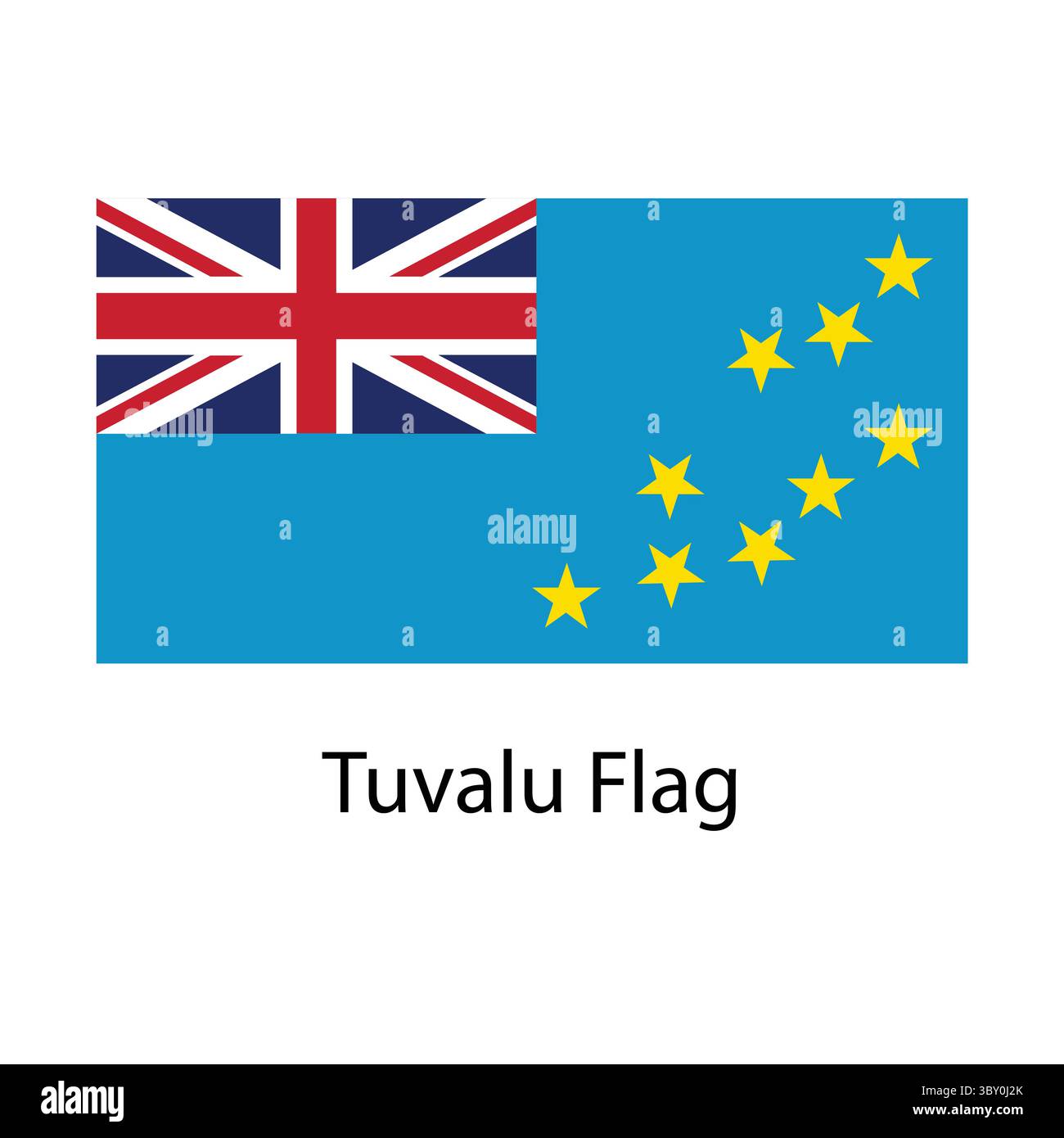 Tuvalu Flag illustrazione disegno a mano disegno basato su vettore Illustrazione Vettoriale
