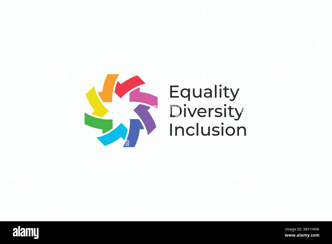 Logo EQUAL Diversity Inclusion che rappresenta il rispetto e la tolleranza del sostegno della comunità Unity Illustrazione Vettoriale