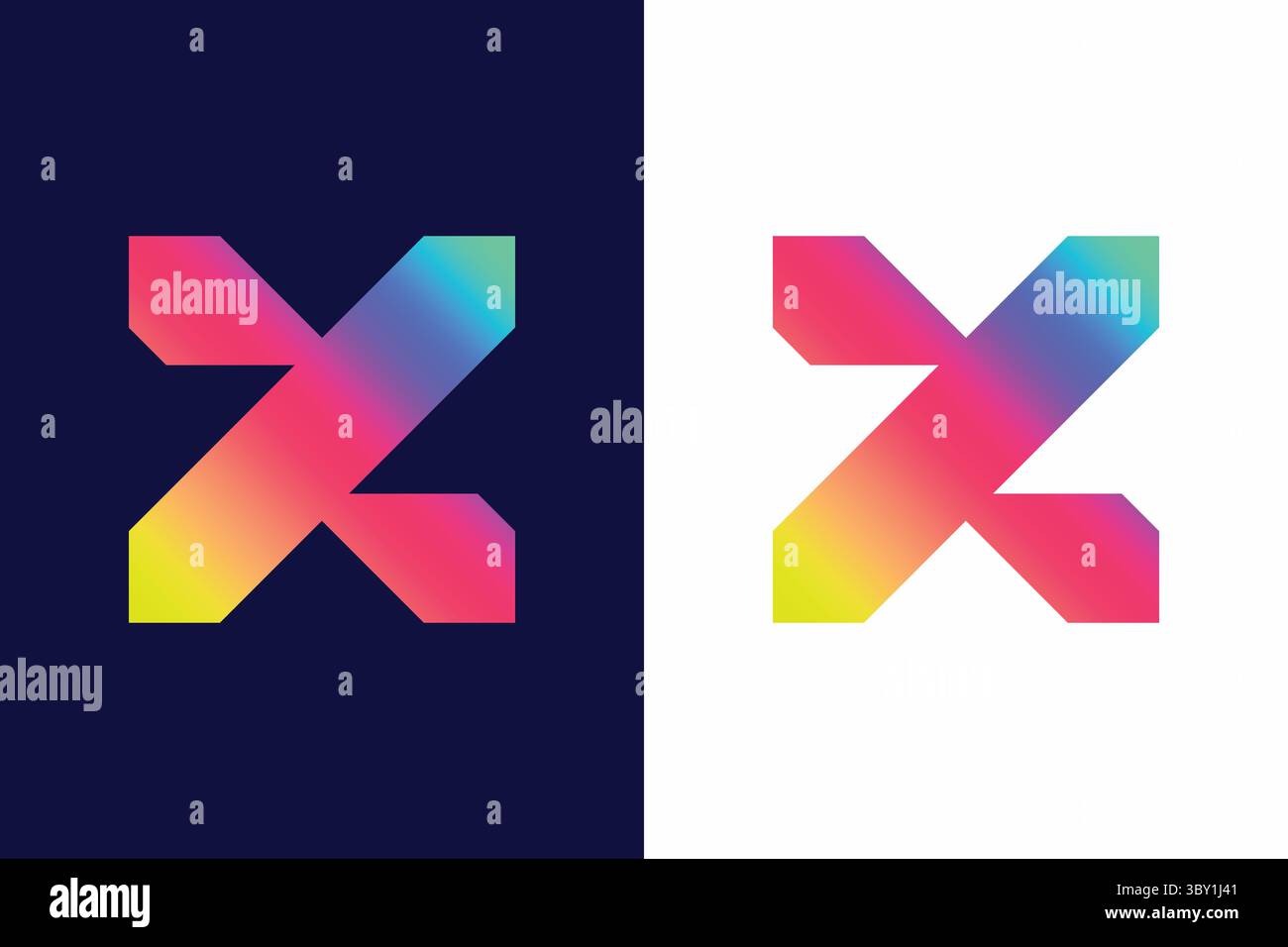 Logo di forma moderna Letter X o Letter Z geometrico con Branding a colori sfumati Illustrazione Vettoriale
