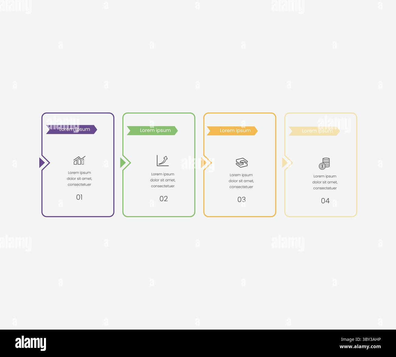 infografica aziendale di processo passo-passo di forma quadrata Illustrazione Vettoriale