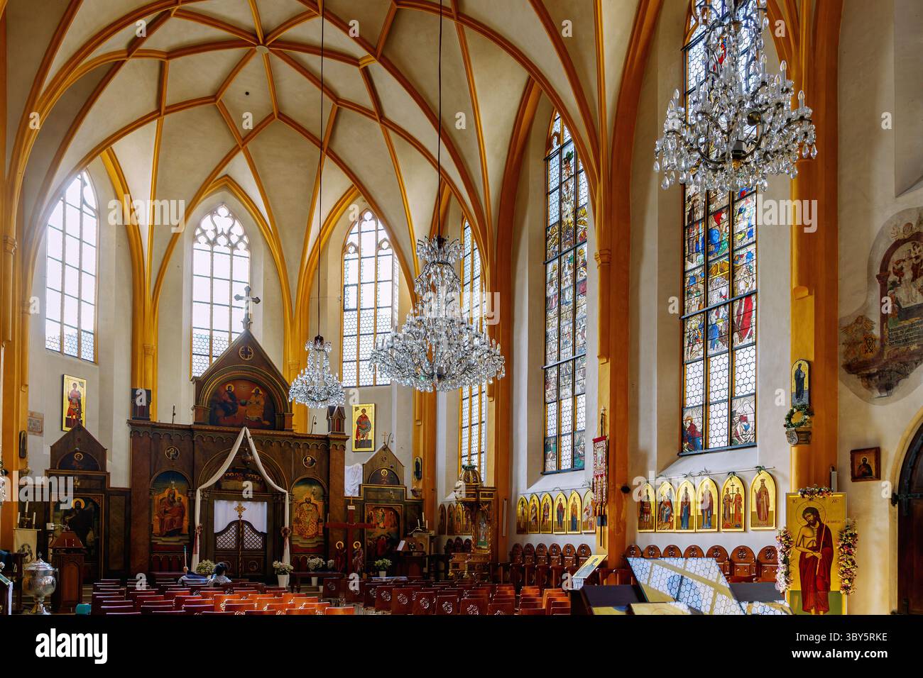 Interno della Chiesa greco-ortodossa Salvator di Monaco, Baviera, Germania Foto Stock
