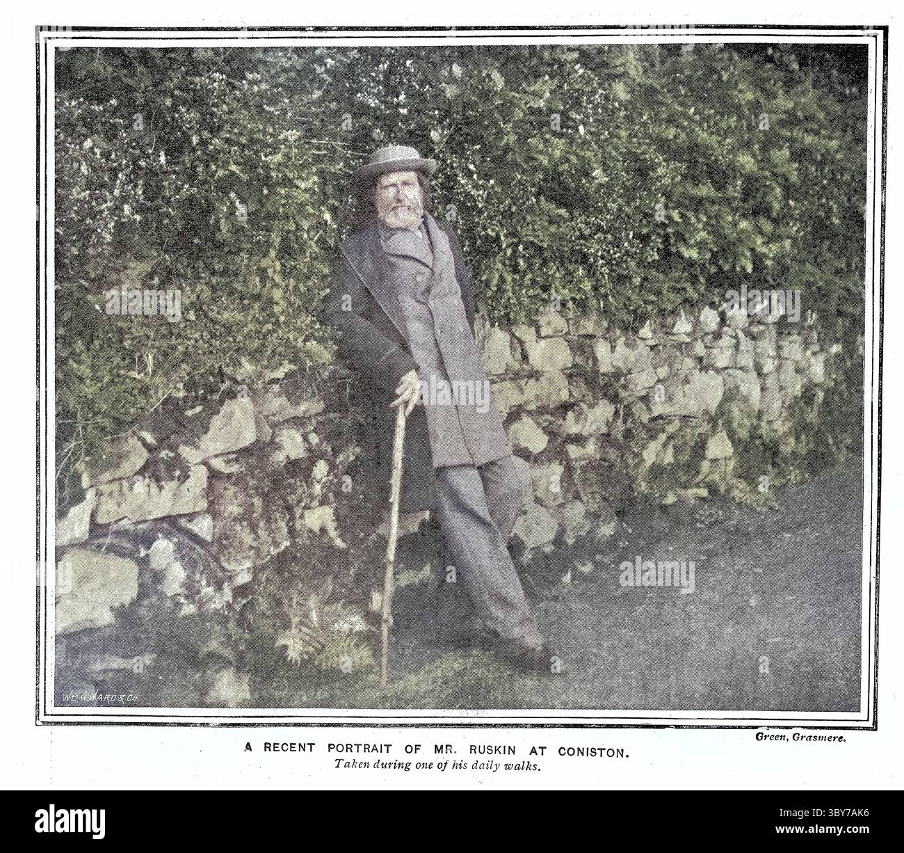 John Ruskin al Coniston, 1900, English Polymath, uno scrittore, docente, storico dell'arte, critico d'arte, disegnatore e filantropo dell'epoca vittoriana Foto Stock