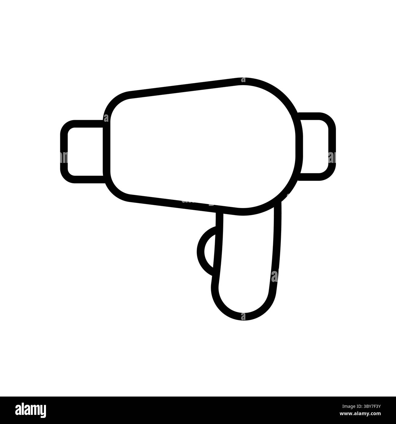 Questa semplice illustrazione raffigura un asciugacapelli, perfetto per i temi del salone di bellezza. Ideale per materiali promozionali o progetti digitali Illustrazione Vettoriale