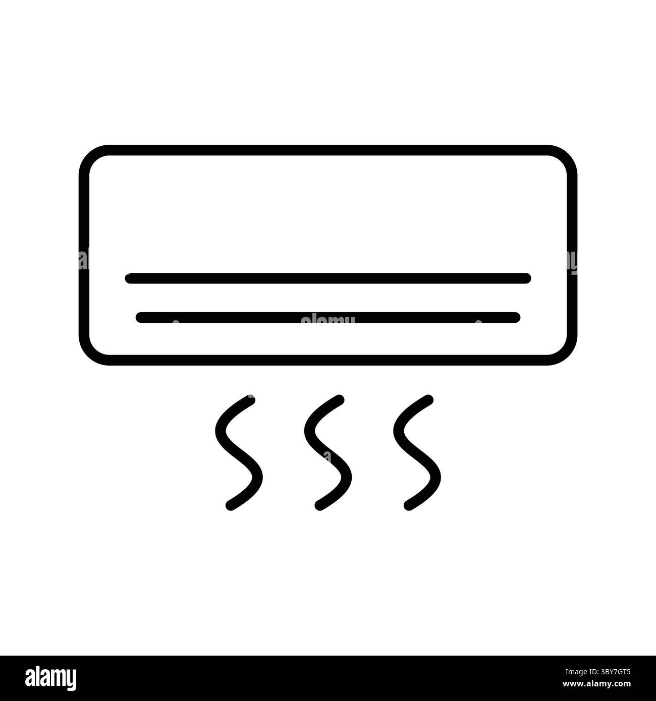 Questa immagine presenta un semplice contorno di un condizionatore d'aria con aria fredda che scorre sotto. Rappresenta la tecnologia moderna e il comfort negli spazi interni, Illustrazione Vettoriale Questa immagine presenta un semplice contorno di un condizionatore d'aria con aria fredda che scorre sotto. Rappresenta la tecnologia moderna e il comfort negli spazi interni, Illustrazione Vettoriale