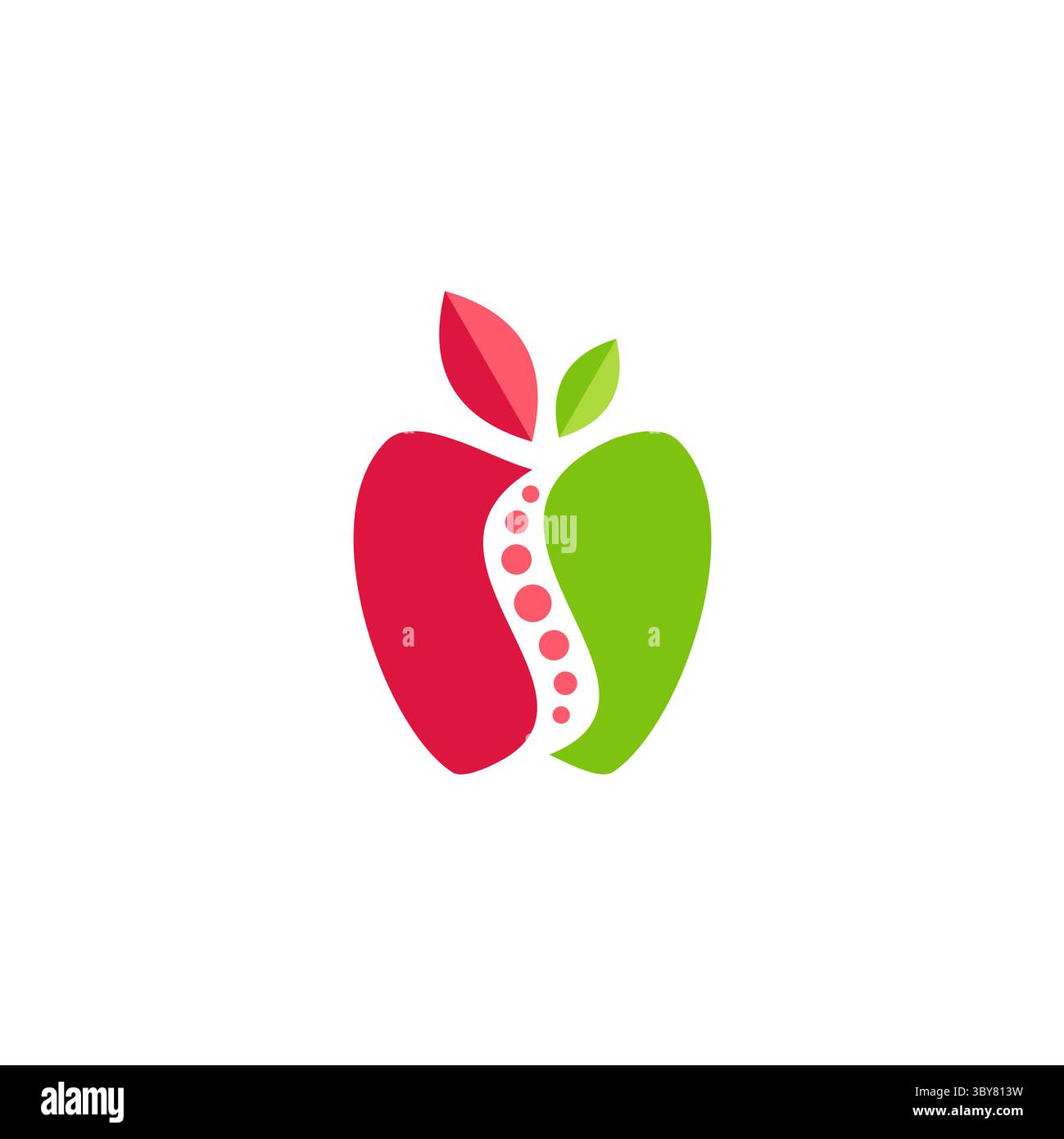 Icona con il logo della nutrizione della frutta di mela, simbolo del logo della lettera della frutta di mela icona disegno vettoriale Illustrazione Vettoriale