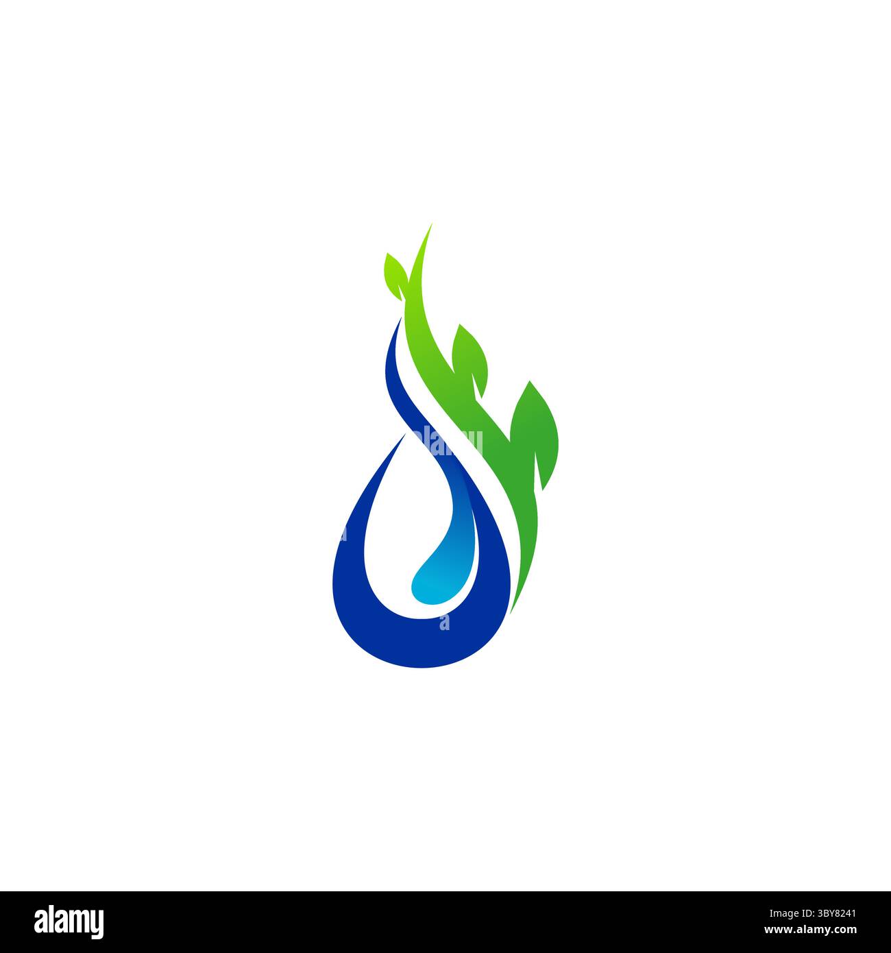 logo ecologia delle gocce d'acqua e delle piante, simbolo delle gocce d'acqua e delle piante disegno vettoriale Illustrazione Vettoriale