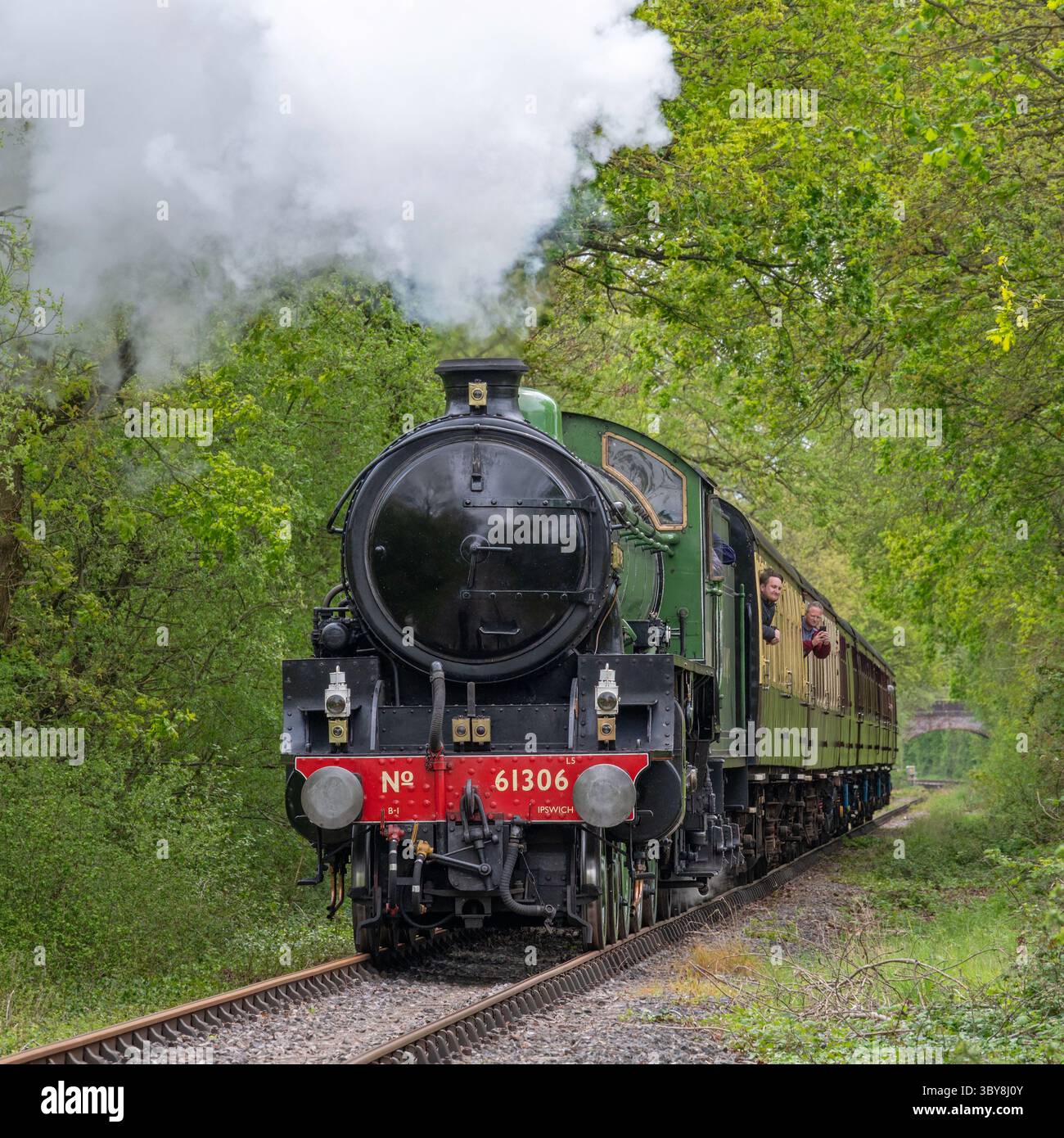 Locomotiva 61306 Mayflower sulla West Somerset Railway per il Gala di primavera nel 2024. Visto qui appena fuori Norton Fitzwarren, Somerset, Inghilterra, Regno Unito Foto Stock