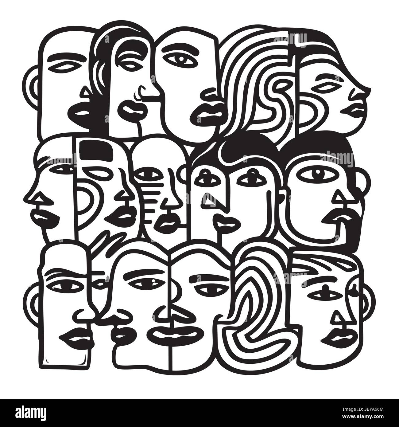 Raccolta di figure di testa maschile e femminile Illustrazione Vettoriale Raccolta di figure di testa maschile e femminile Illustrazione Vettoriale