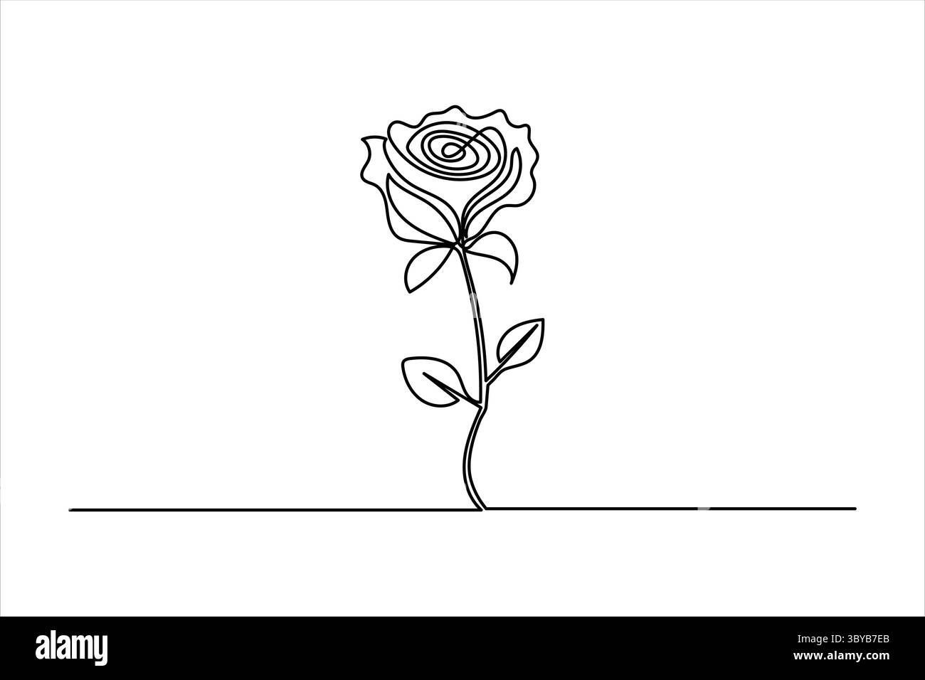 Icona del fiore di rosa in una linea, stile minimalista, illustrazione isolata Illustrazione Vettoriale