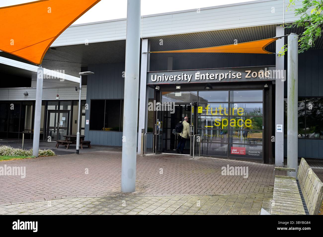 Ingresso University of the West of England, UWE Bristol, University Enterprise zone, incubatore aziendale Future Space Building Foto Stock