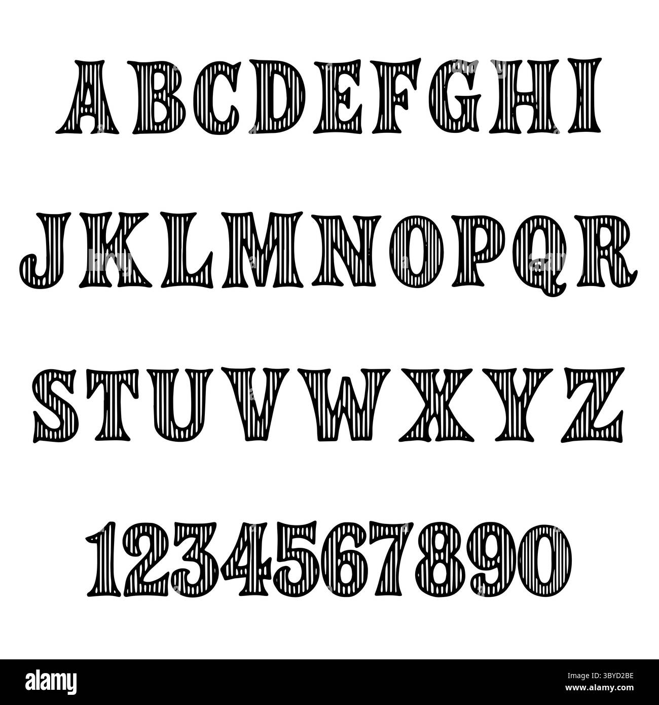 Caratteri alfabetici con righe a strisce carattere del testo ABC Foto Stock